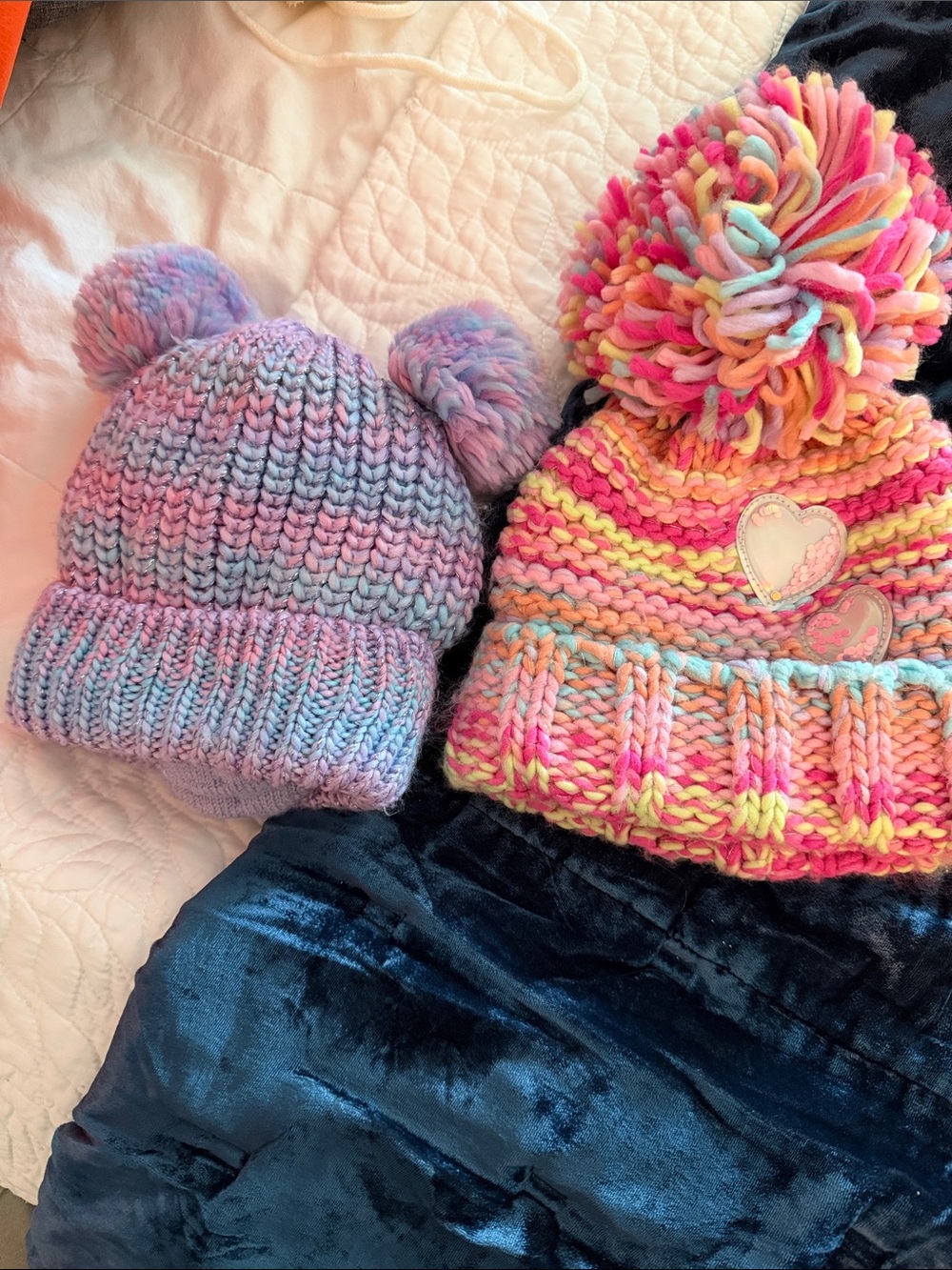 The Children's Place Multicolor Knit Pom Beanie Set - Pink, Purple, Yellow, Blue